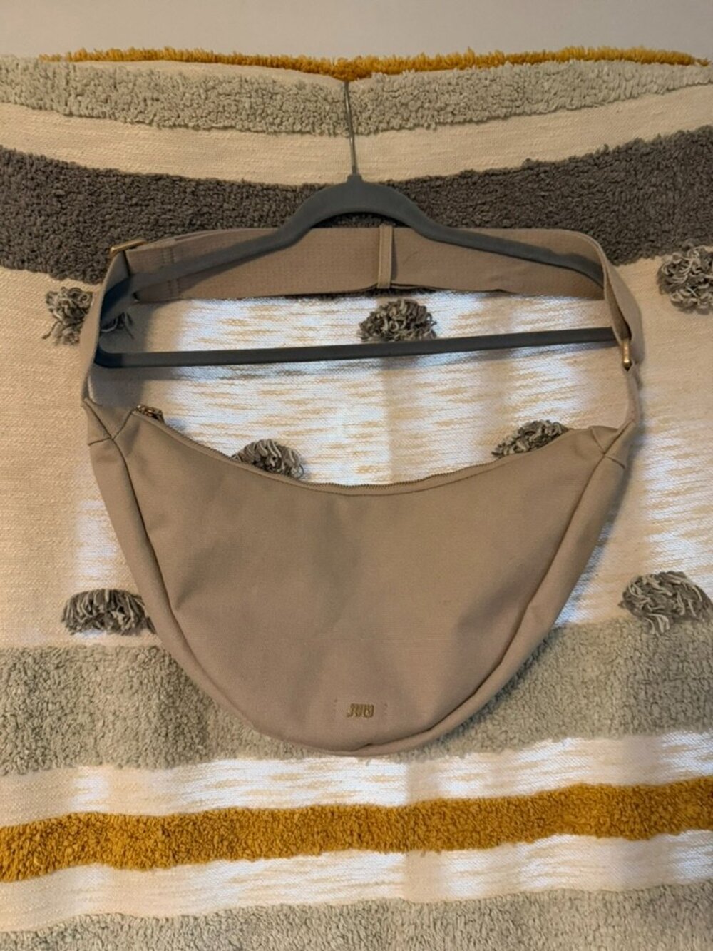 July Sand Everyday Crescent Shoulder Bag Tan Taupe Canvas Crossbody Sling